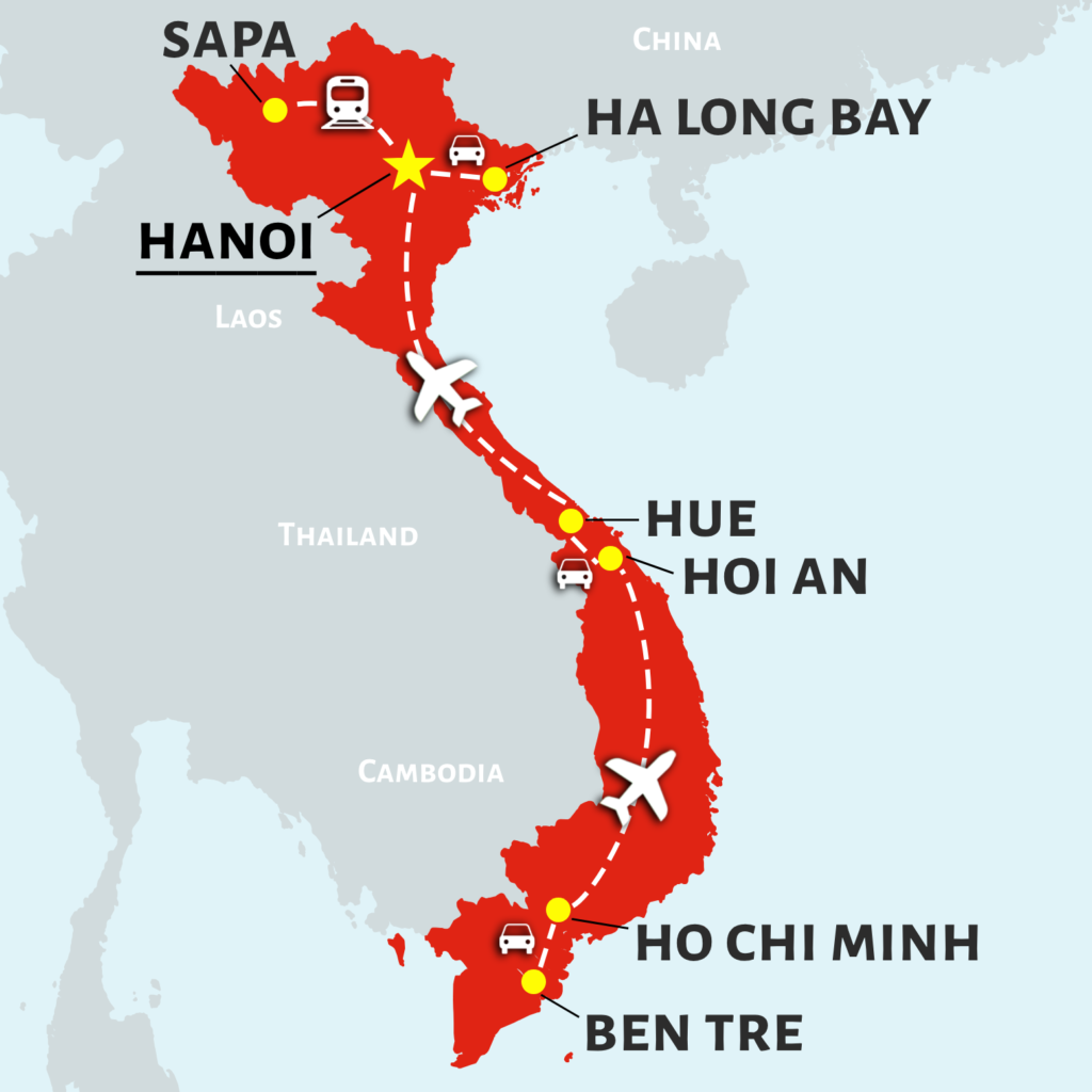 Vietnam Itinerary Authentic Map