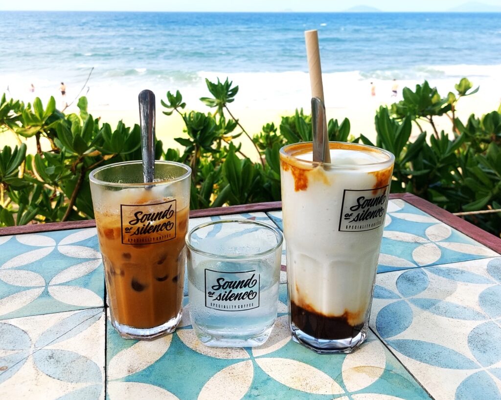 Vietnamese Coconut Coffee with coconut water and Iced Coffee with condensed milk